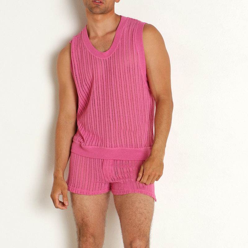 Buycenter Men's Casual Vest Shorts Suit - Stylish I-Shaped Design - Buy Center US