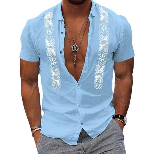 Buycenter Men's Hawaiian Shirt - Striped Beach Short Sleeve Casual Attire - Buy Center US