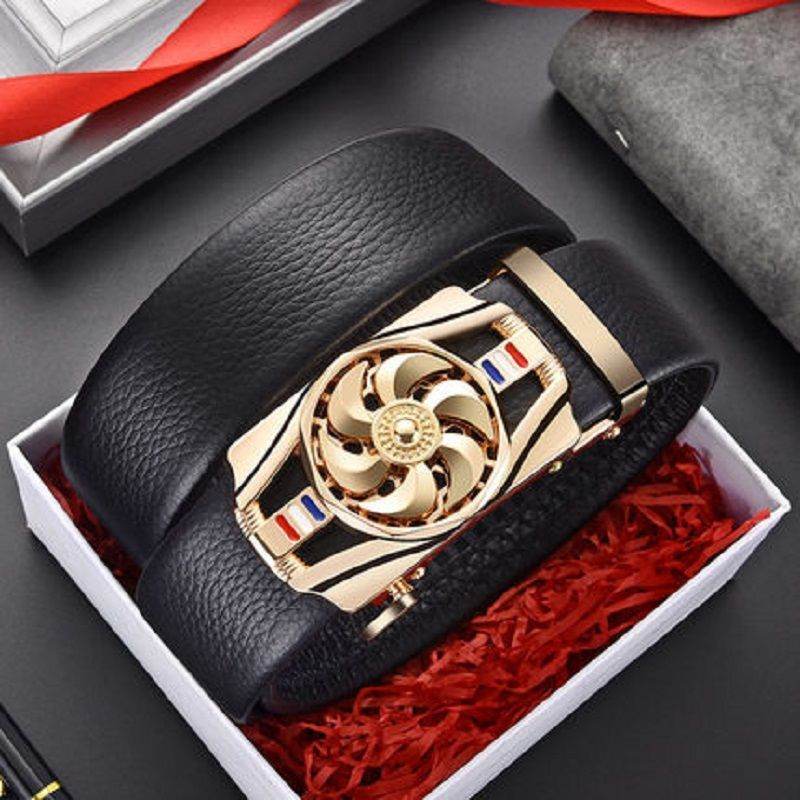 Good Luck Coming Men's Leather Belt - Comfortable Automatic Click Buckle - Buy Center US