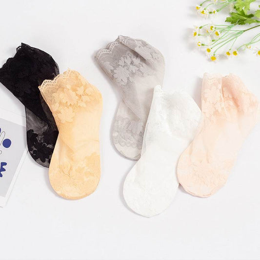 Women's Lace Cotton Socks - Quick Drying, Invisible Comfort for All Ages - Buy Center US