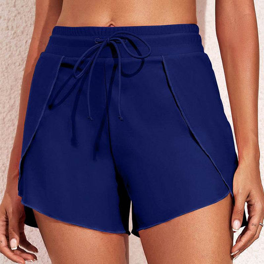 Quick-Drying Women’s High Waist Swimming Trunks - Solid Color Summer Style - Buy Center US