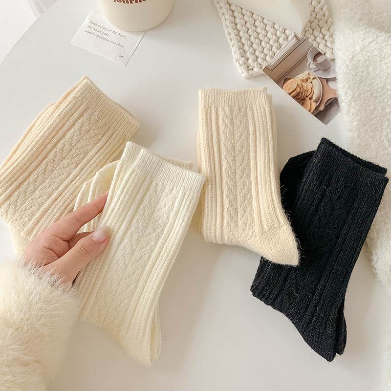 Milky White Twist Wool Socks for Children - Comfortable and Stylish - Buy Center US
