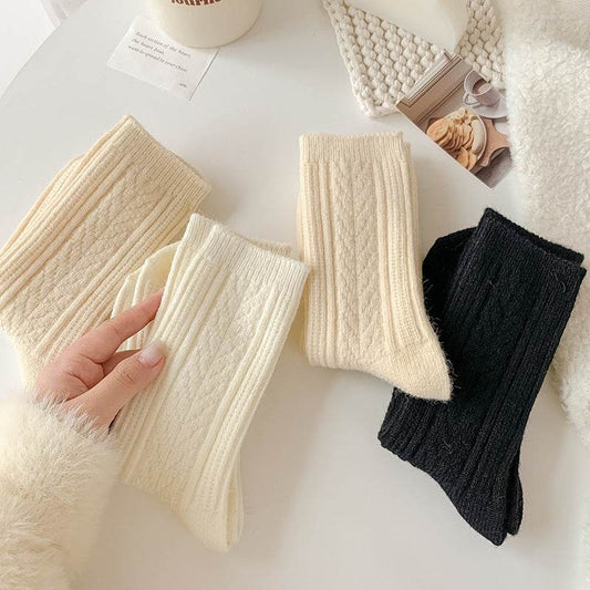 Milky White Twist Wool Socks for Children - Comfortable and Stylish - Buy Center US