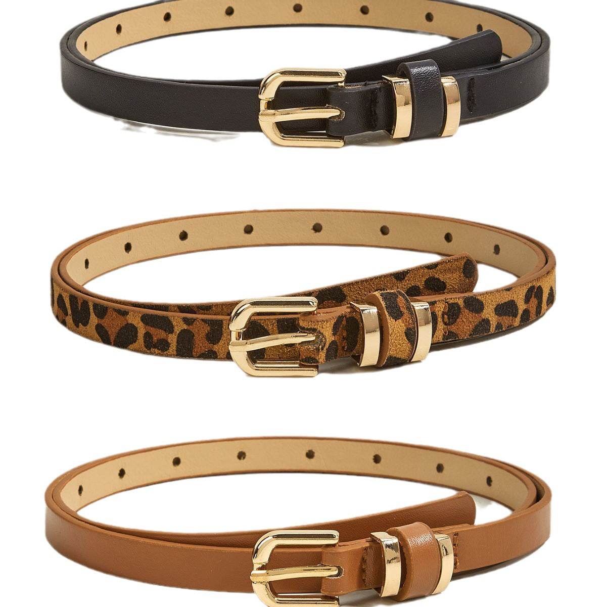 Retro Thin Pin Buckle Belt - All-Match Style in Black, Camel & Leopard - Buy Center US