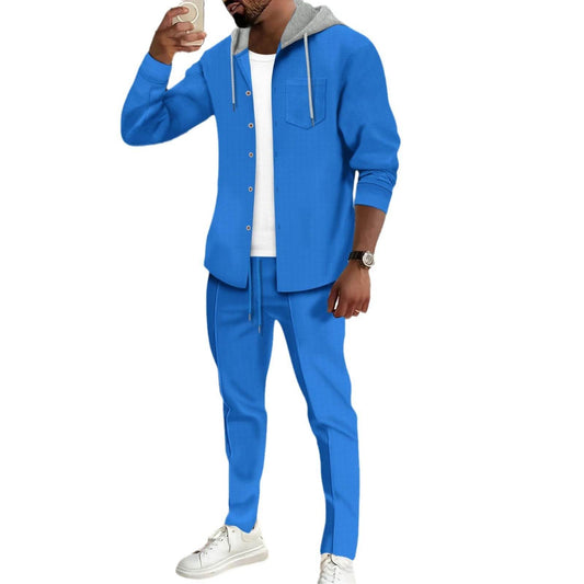 Buycenter Men's Casual Color Block Jacket & Trouser Set - Stylish Comfort - Buy Center US