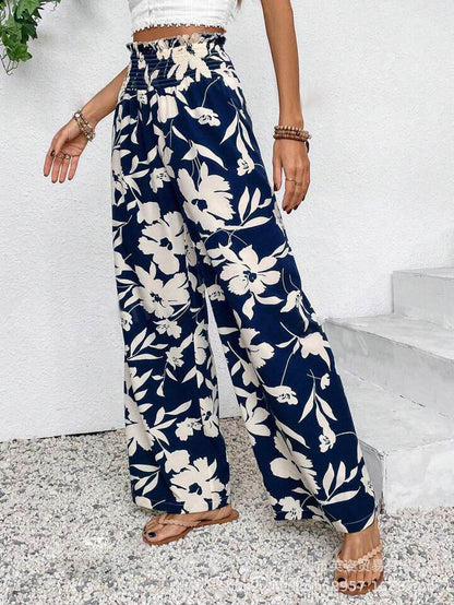 Stylish High Waist Flower Print Wide Leg Pants - Casual & Comfortable - Buy Center US