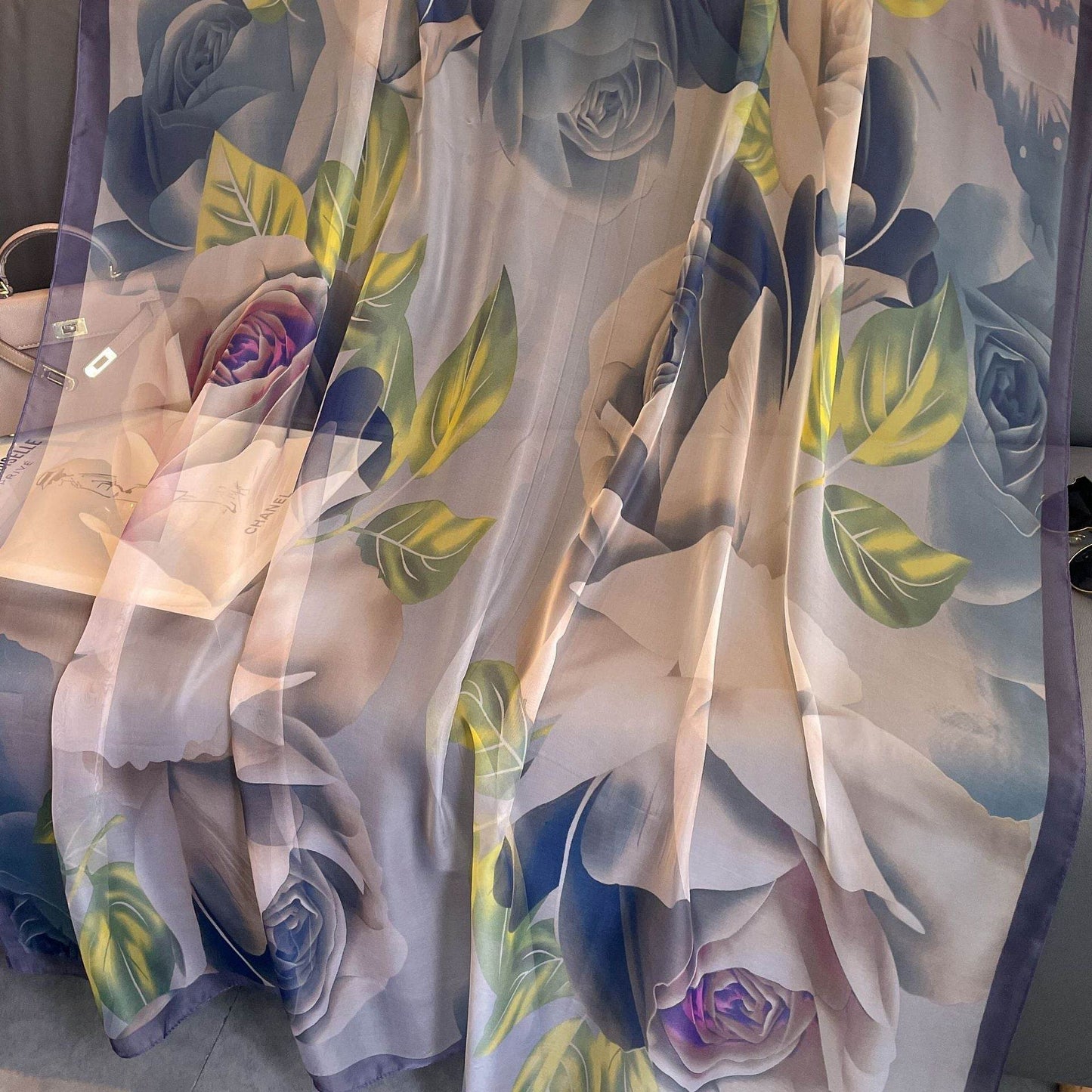 Peony Silk Scarf for Women - Long, Lightweight Sun Protection Accessory - Buy Center US