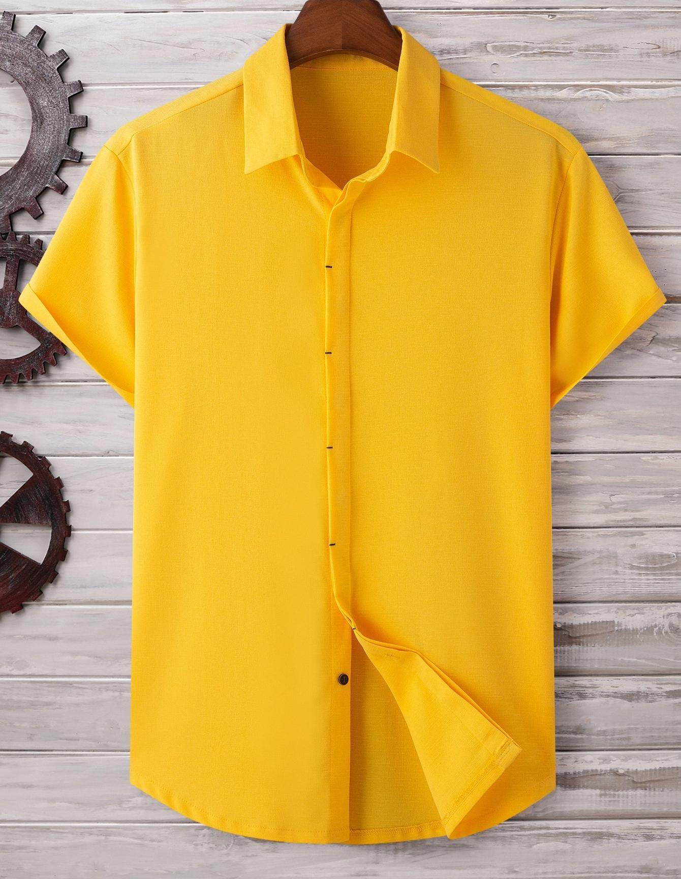 Buycenter Men's Short Sleeve Loose Shirt - Solid Colors & Slim Fit - Buy Center US