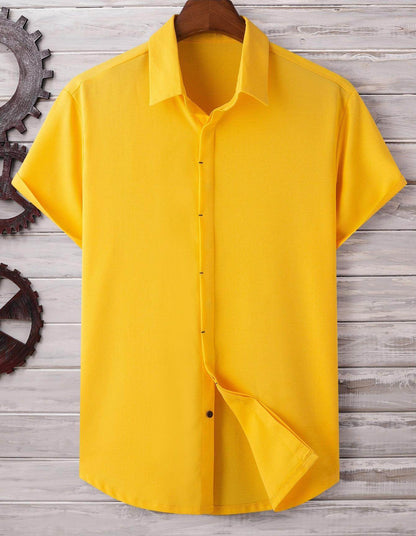 Buycenter Men's Short Sleeve Loose Shirt - Solid Colors & Slim Fit - Buy Center US