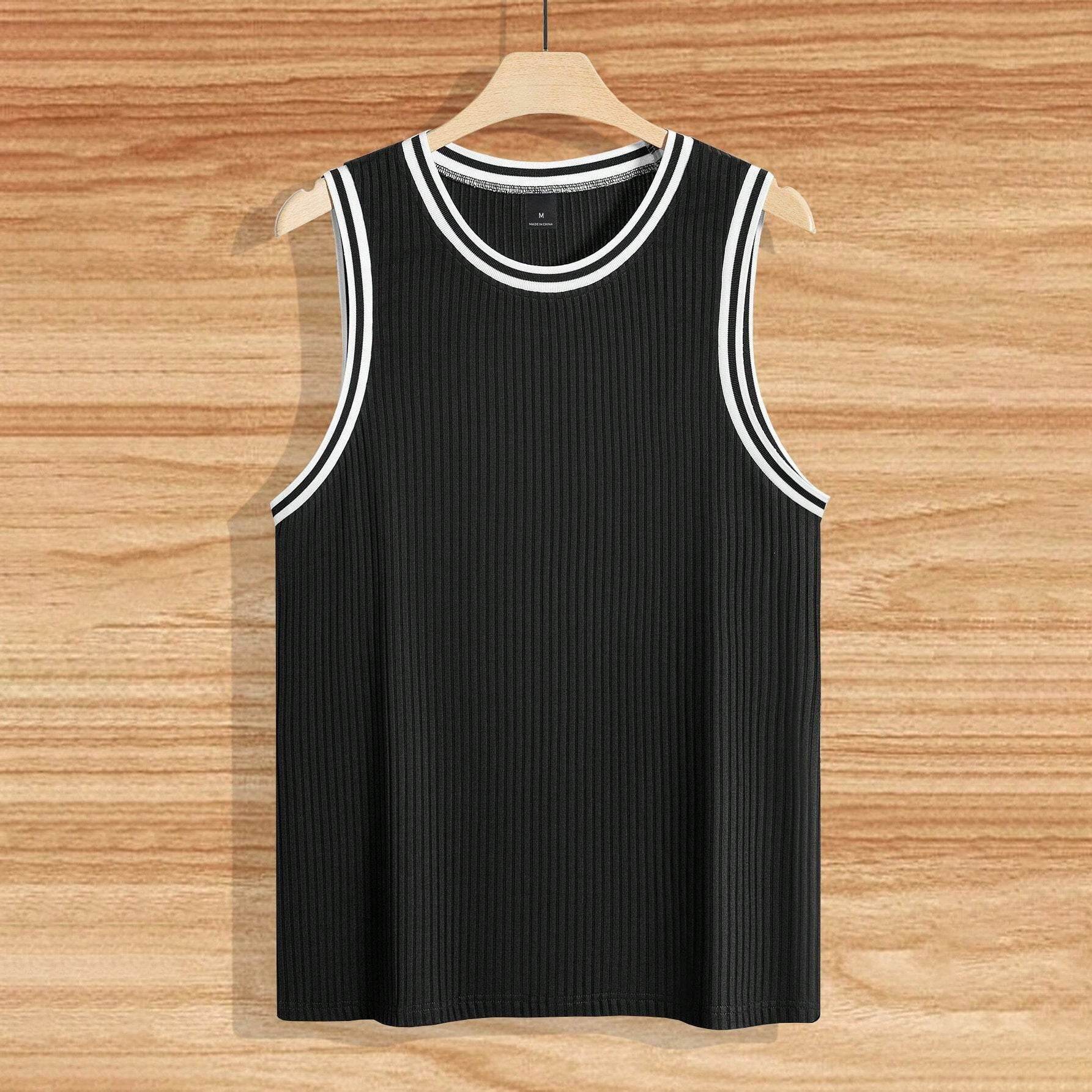 Knitted Vertical Stripes Fitness Vest - Slim-Fitting Sports Apparel - Buy Center US