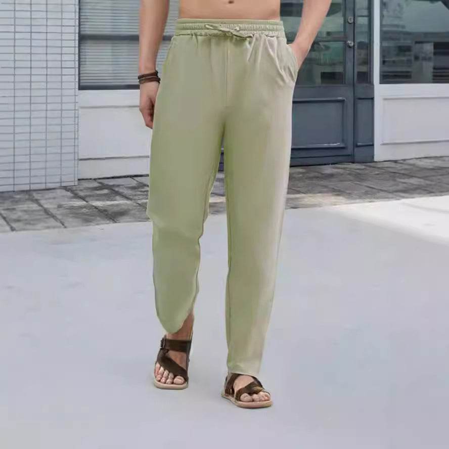 Casual Loose Pants for Men - Micro-Elastic Mid Waist in Solid Colors - Buy Center US