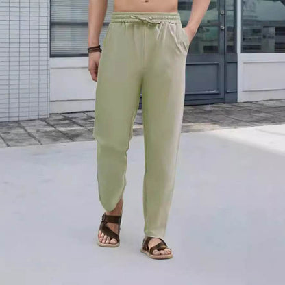 Casual Loose Pants for Men - Micro-Elastic Mid Waist in Solid Colors - Buy Center US