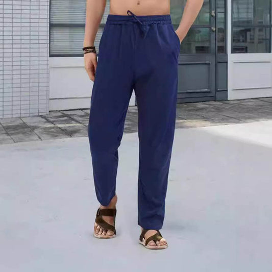 Casual Loose Pants for Men - Micro-Elastic Mid Waist in Solid Colors - Buy Center US