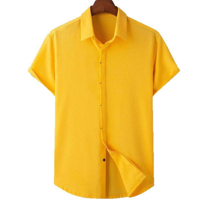 Buycenter Men's Short Sleeve Loose Shirt - Solid Colors & Slim Fit - Buy Center US