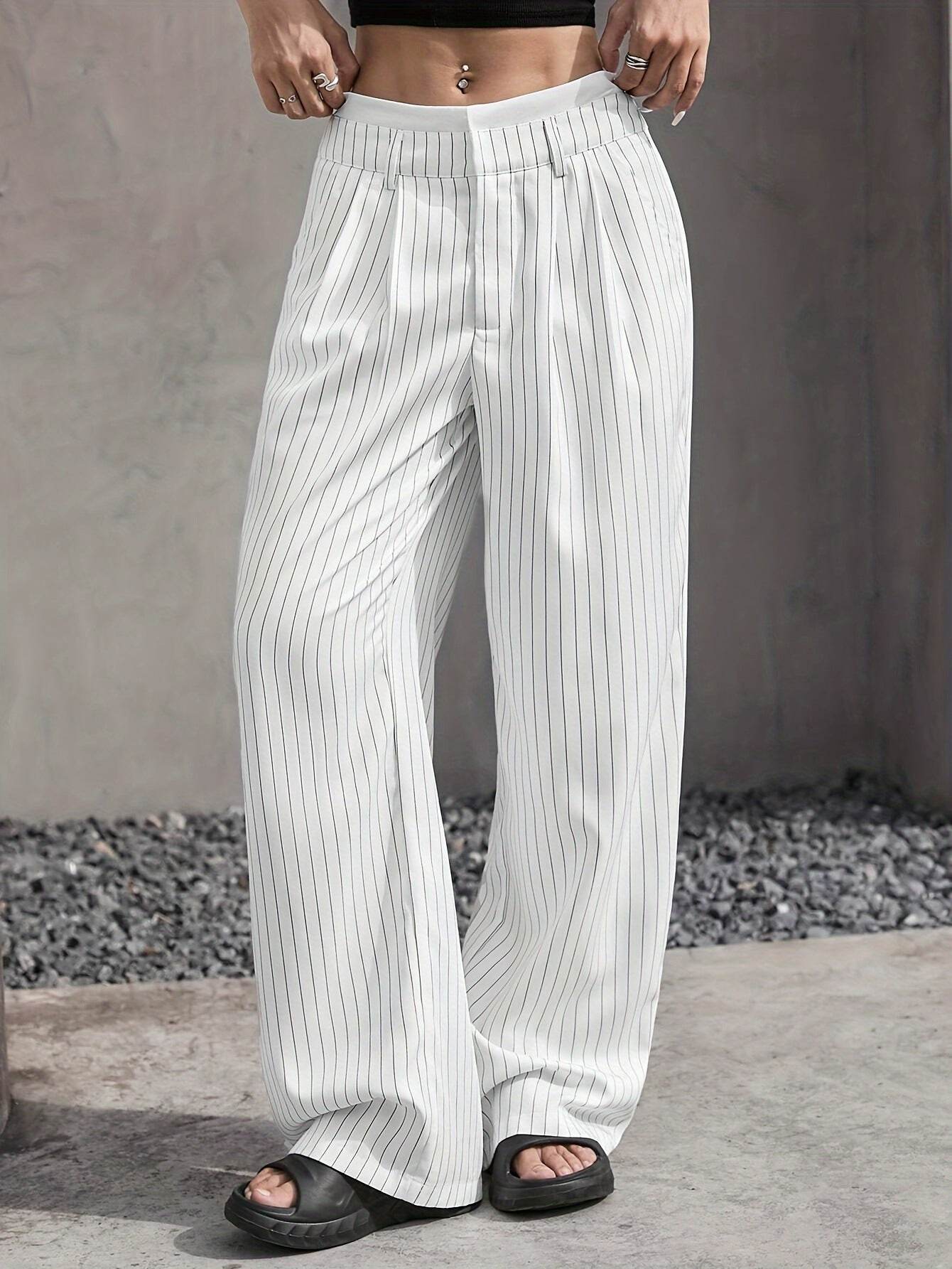 Casual Loose Straight-Leg Pants - High Waist, Multiple Colors Available - Buy Center US