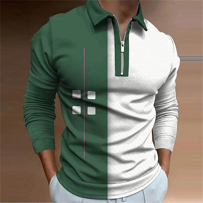 Men's Casual Long Sleeve Lapel Polo Shirt - European & American Fashion - Buy Center US