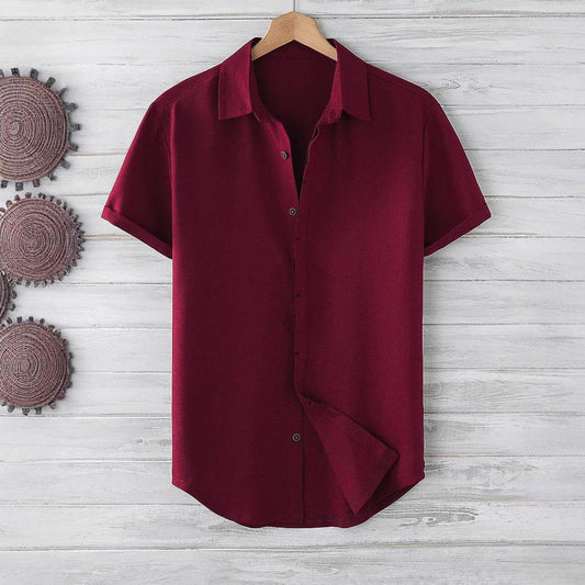Buycenter Men's Short Sleeve Loose Shirt - Solid Colors & Slim Fit - Buy Center US