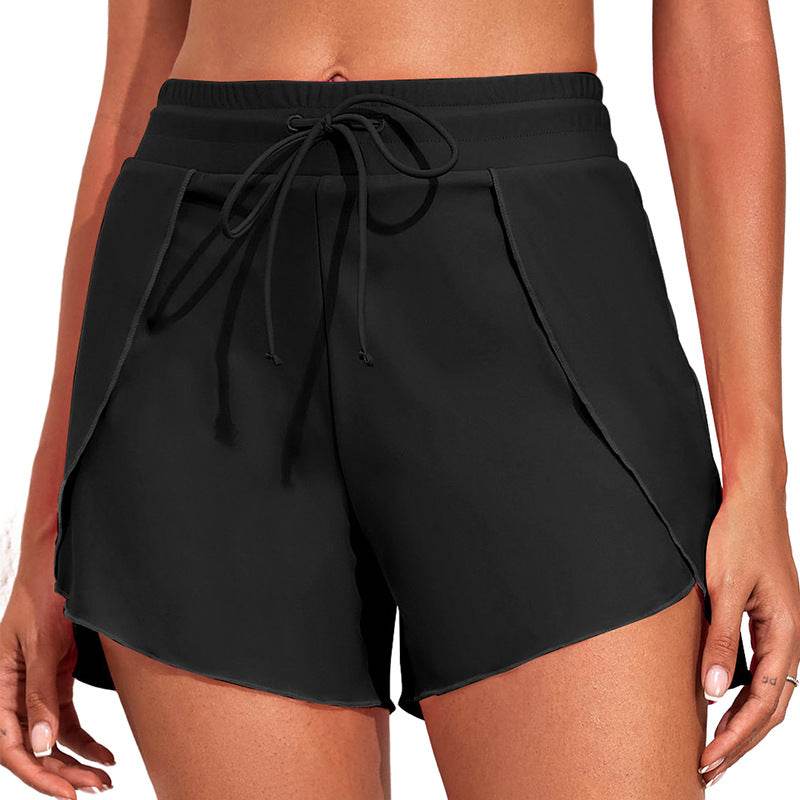 Quick-Drying Women’s High Waist Swimming Trunks - Solid Color Summer Style - Buy Center US