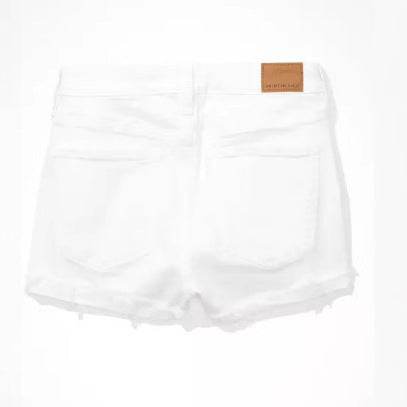 Women's Stretch Denim Shorts - Retro Art Style, Loose Fit, Mid Waist - Buy Center US