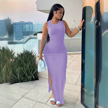 High Waist Sleeveless Round-Neck Dress - Perfect for Stylish Commutes - Buy Center US
