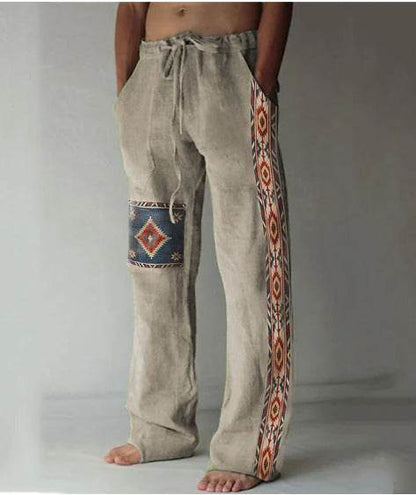 Men's Loose Casual Linen Pants - Printed, Comfortable, Available in Sizes S-6XL - Buy Center US