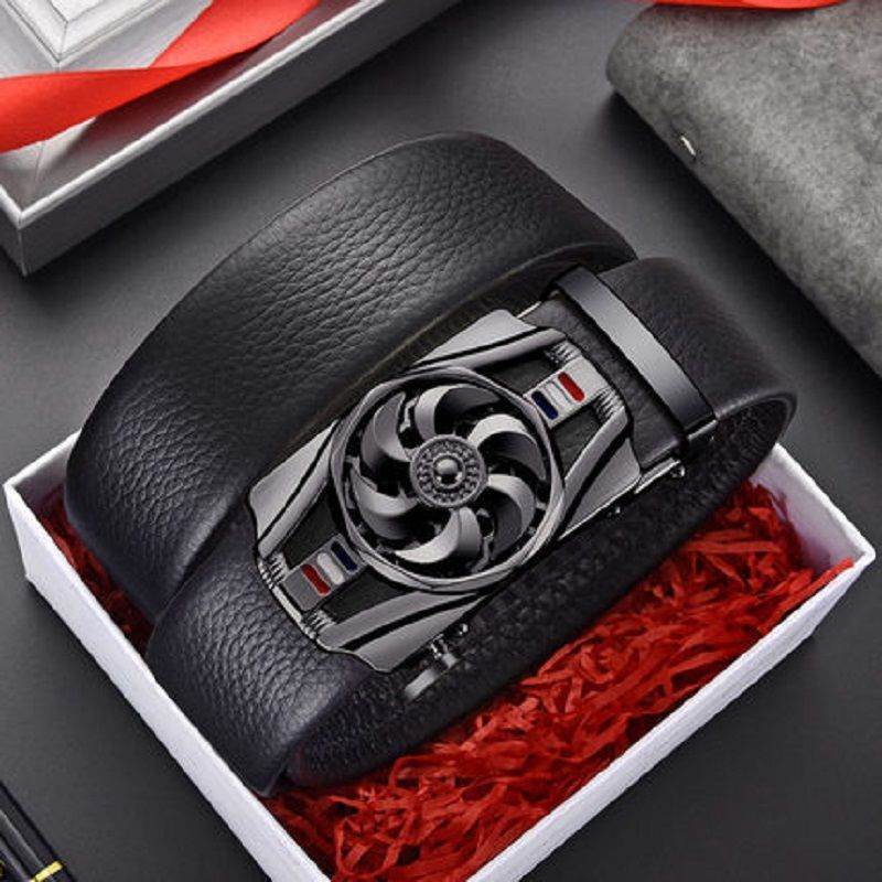 Good Luck Coming Men's Leather Belt - Comfortable Automatic Click Buckle - Buy Center US