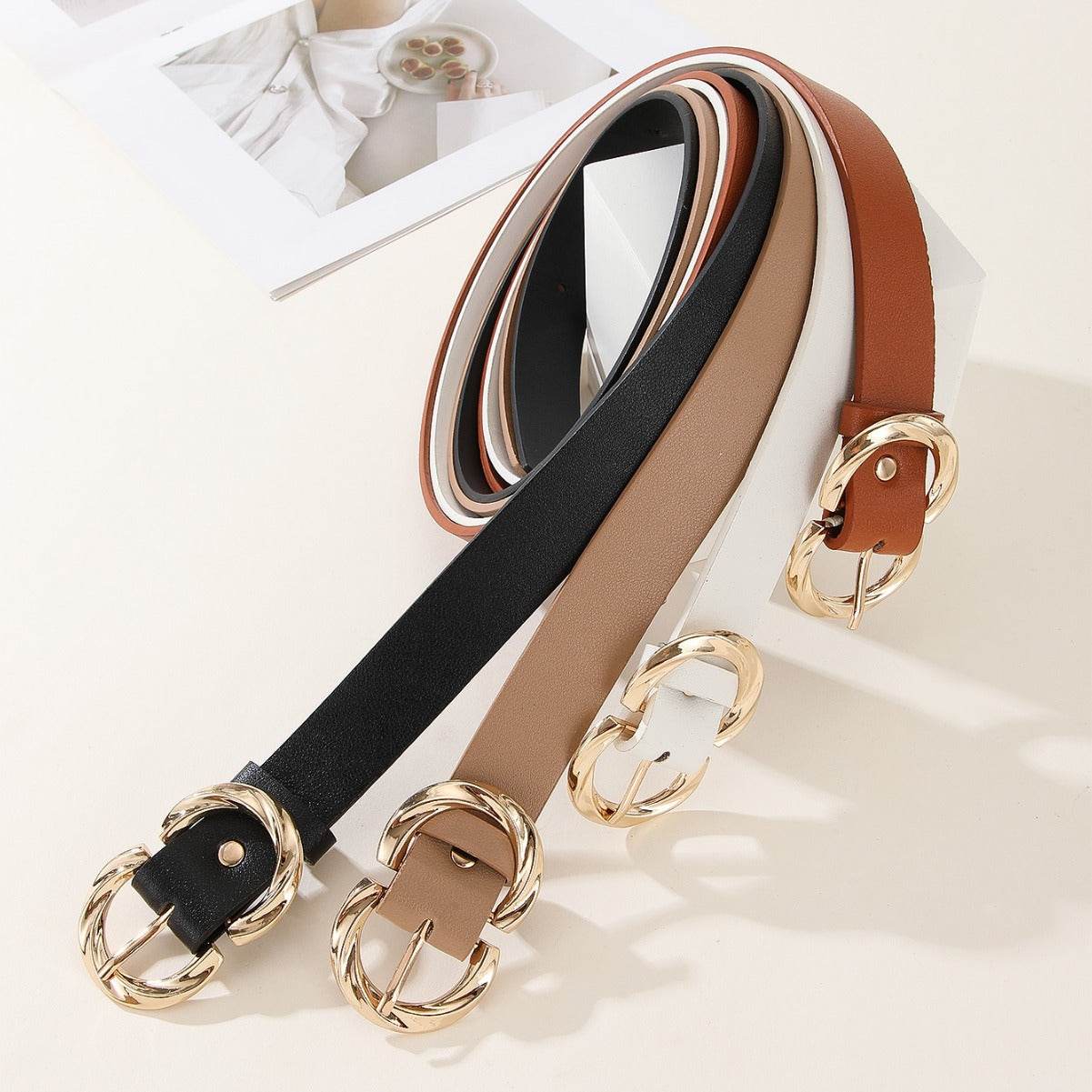 Women's Unique Exquisite Belt - Adjustable Imitation Leather, Snap Button - Buy Center US