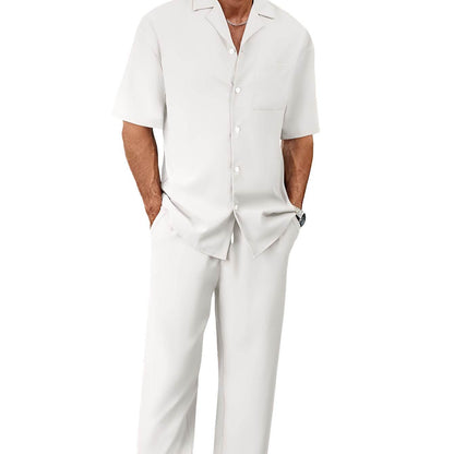 Buycenter Men's Leisure Suit - Short Sleeves & Trousers in Various Colors - Buy Center US