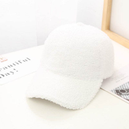 Korean Style Lambswool Baseball Cap for Women - Summer Solid Color - Buy Center US