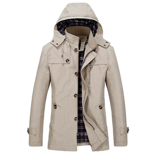 Buycenter Men's Trench Coat - Stylish Solid Color Spring & Autumn Jacket - Buy Center US