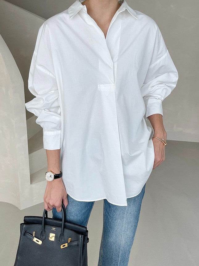 Loose Fit Autumn Button Shirt - Stylish Long Sleeve, Free Size Options - Buy Center US