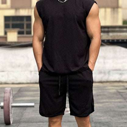 Buycenter Men's Casual Shorts - Solid Color Waffle Fitness Running Shorts - Buy Center US