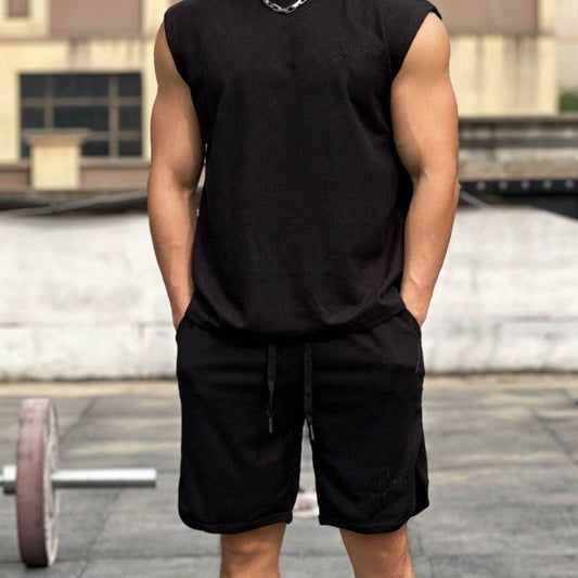 Buycenter Men's Casual Shorts - Solid Color Waffle Fitness Running Shorts - Buy Center US