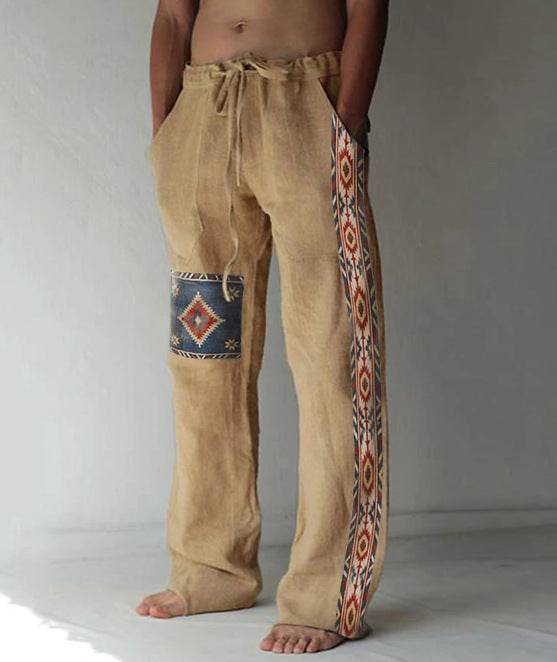Men's Loose Casual Linen Pants - Printed, Comfortable, Available in Sizes S-6XL - Buy Center US