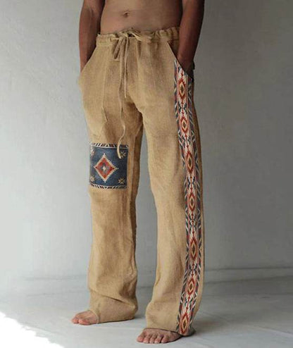Men's Loose Casual Linen Pants - Printed, Comfortable, Available in Sizes S-6XL - Buy Center US