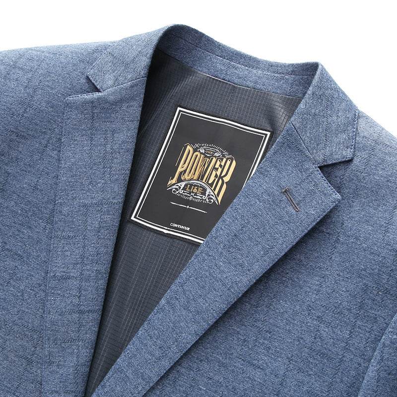 Buycenter Men's Light Blue Solid Color Jacket - Slim Fit Business Suit - Buy Center US