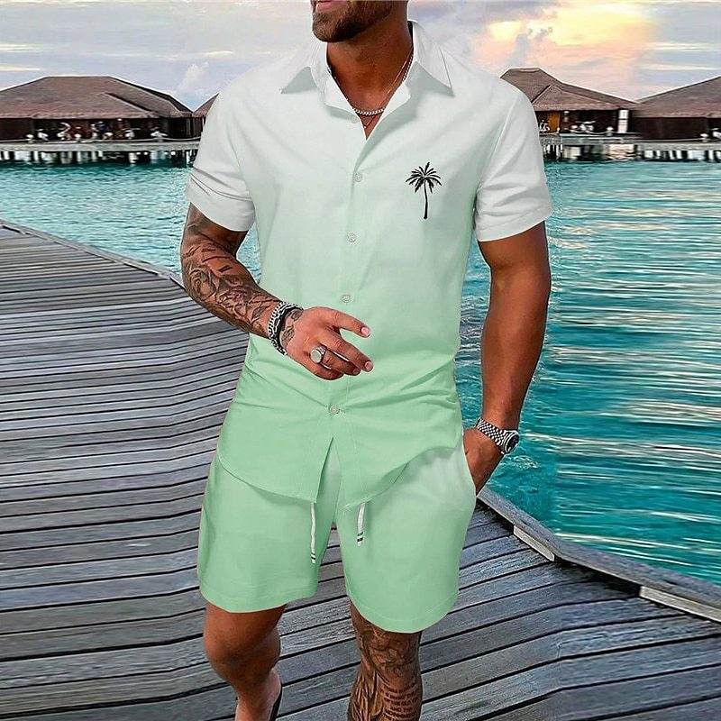 Buycenter Gradient 3D Printing Shorts Set - Stylish Outdoor Short-Sleeved Wear - Buy Center US