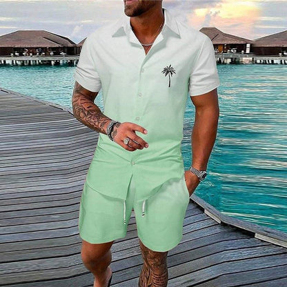 Buycenter Gradient 3D Printing Shorts Set - Stylish Outdoor Short-Sleeved Wear - Buy Center US