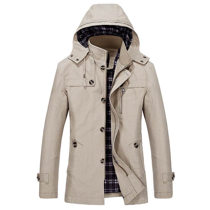 Buycenter Men's Trench Coat - Stylish Solid Color Spring & Autumn Jacket - Buy Center US