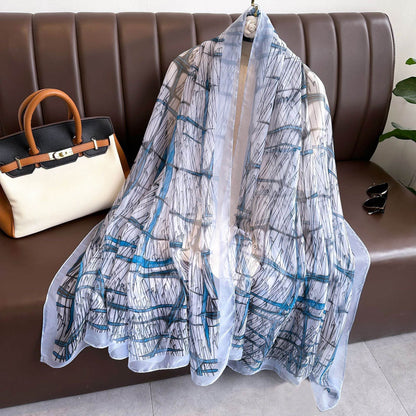 Peony Silk Scarf for Women - Long, Lightweight Sun Protection Accessory - Buy Center US