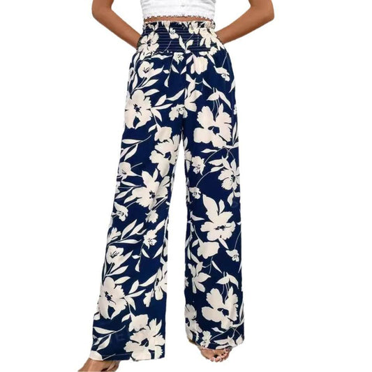 Stylish High Waist Flower Print Wide Leg Pants - Casual & Comfortable - Buy Center US