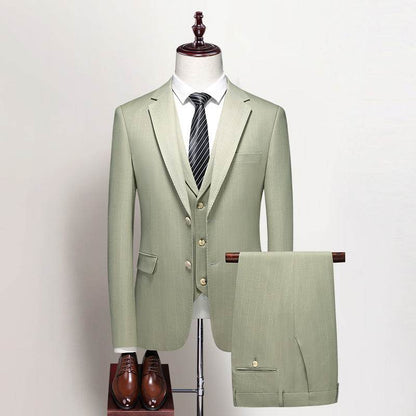Buycenter Men's Casual Business Suit Set - Light Green Jacket & Vest - Buy Center US