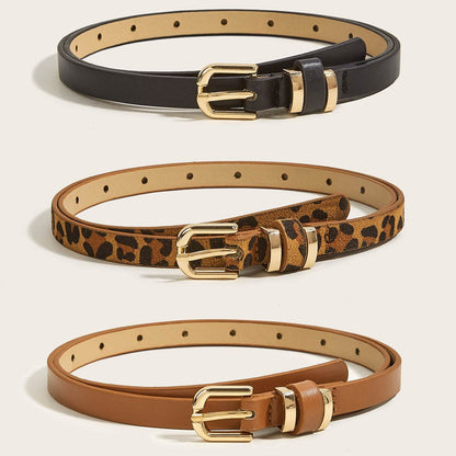 Retro Thin Pin Buckle Belt - All-Match Style in Black, Camel & Leopard - Buy Center US