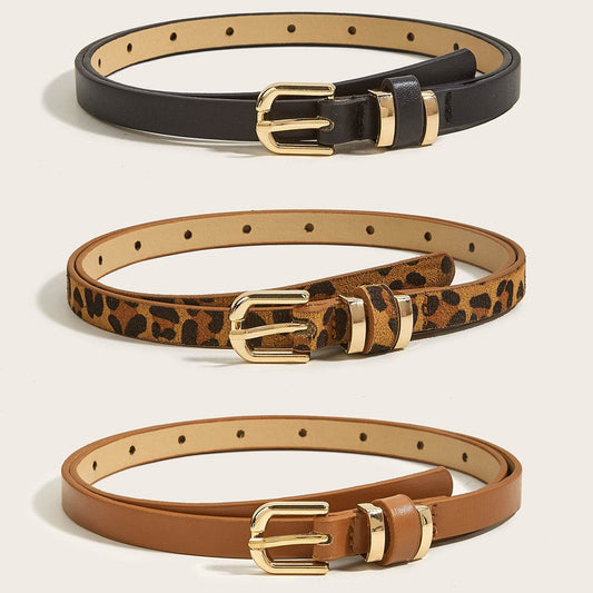 Retro Thin Pin Buckle Belt - All-Match Style in Black, Camel & Leopard - Buy Center US