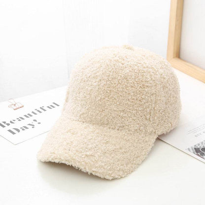 Korean Style Lambswool Baseball Cap for Women - Summer Solid Color - Buy Center US