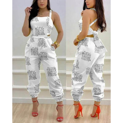 Fashion Bowknot Women's Jumpsuit - Colorful Floral Printed Romper - Buy Center US
