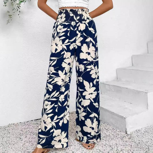 Stylish High Waist Flower Print Wide Leg Pants - Casual & Comfortable - Buy Center US