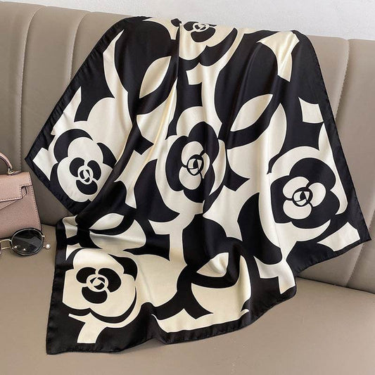 Camellia Socialite Square Headwrap - Fashionable Silk Scarf for Women - Buy Center US