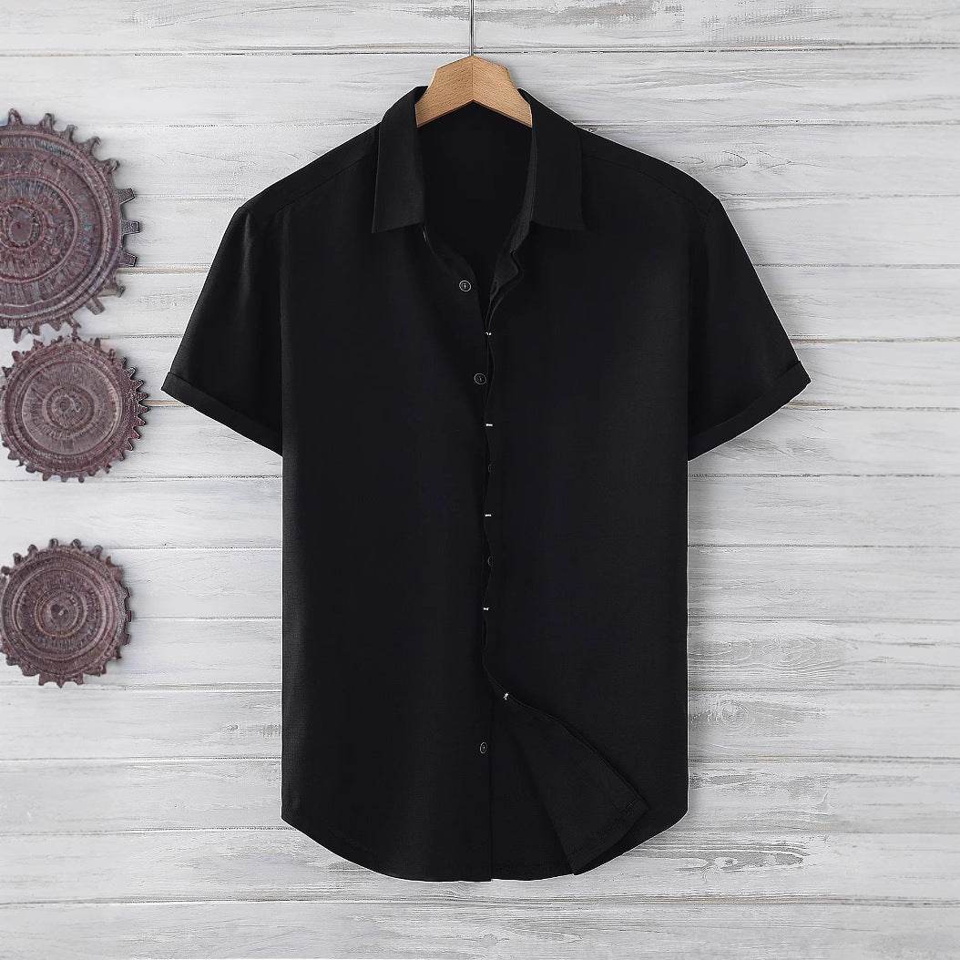 Buycenter Men's Short Sleeve Loose Shirt - Solid Colors & Slim Fit - Buy Center US