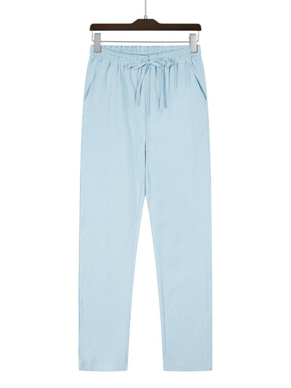 Casual Loose Pants for Men - Micro-Elastic Mid Waist in Solid Colors - Buy Center US
